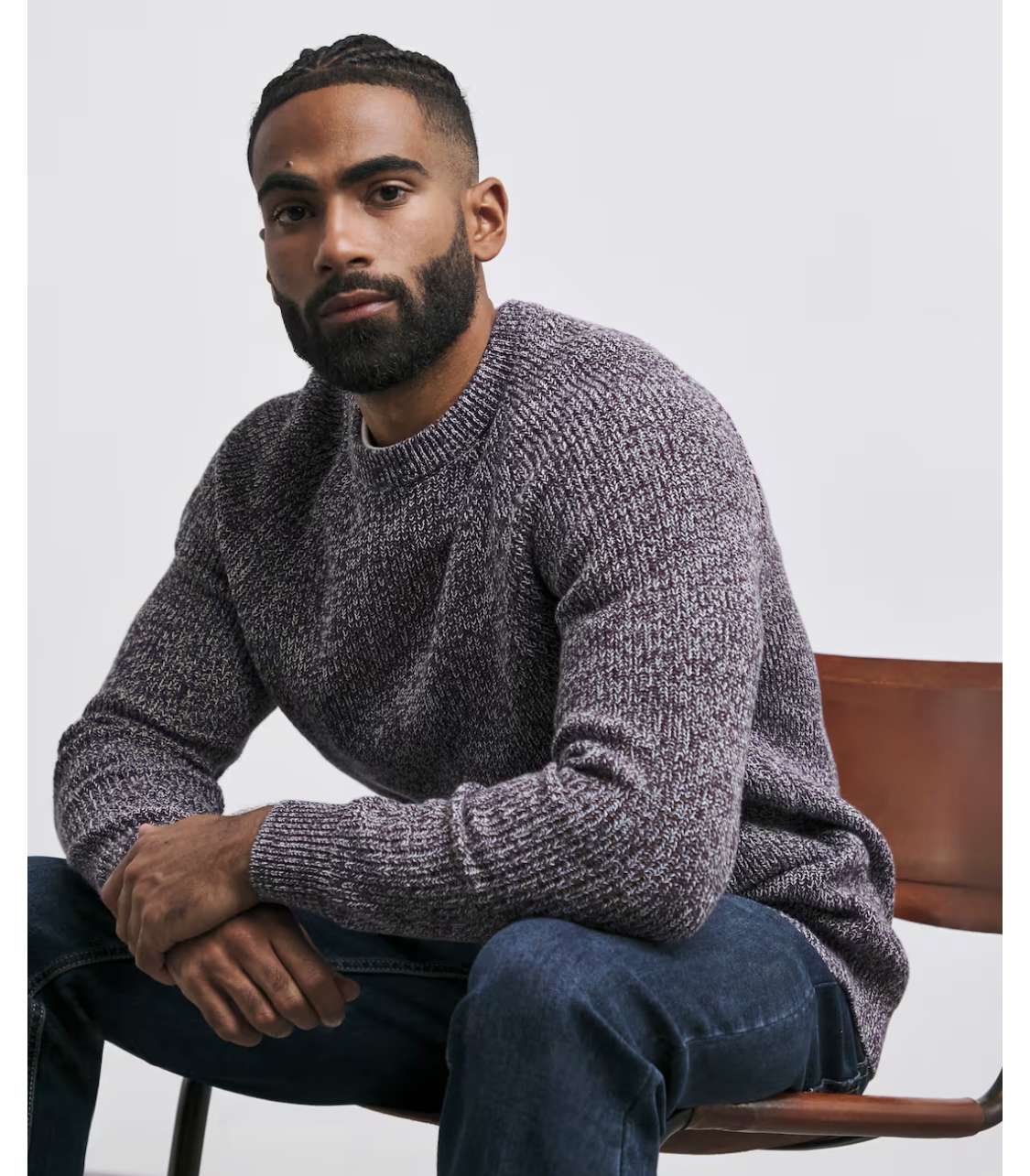 Purple Twisted Knit Crew Neck Jumper
