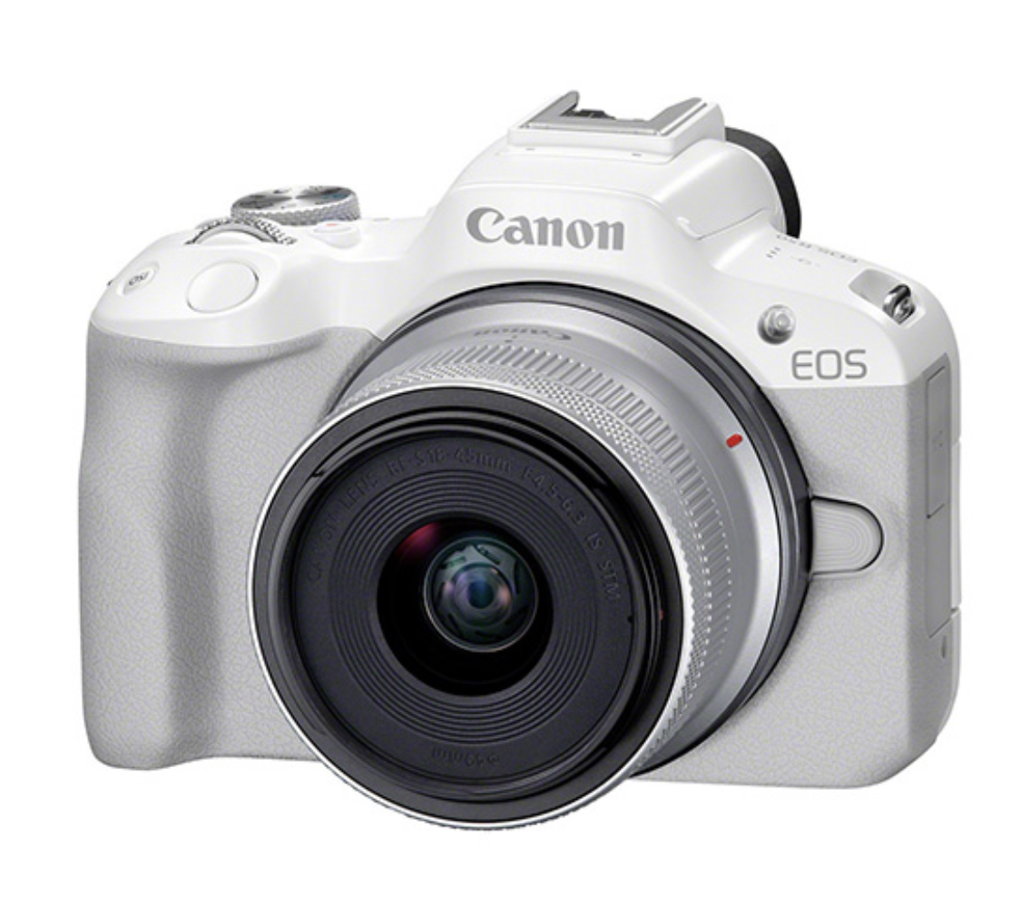 Canon EOS R50 with RF-S 18-45mm f4.5-6.3 IS STM Lens - White