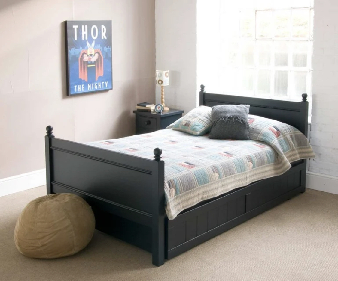 Pippin  Wood Children's Small Double Bed Frame With Trundle