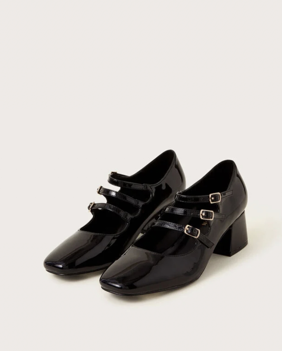 Gwen patent mary jane heels black