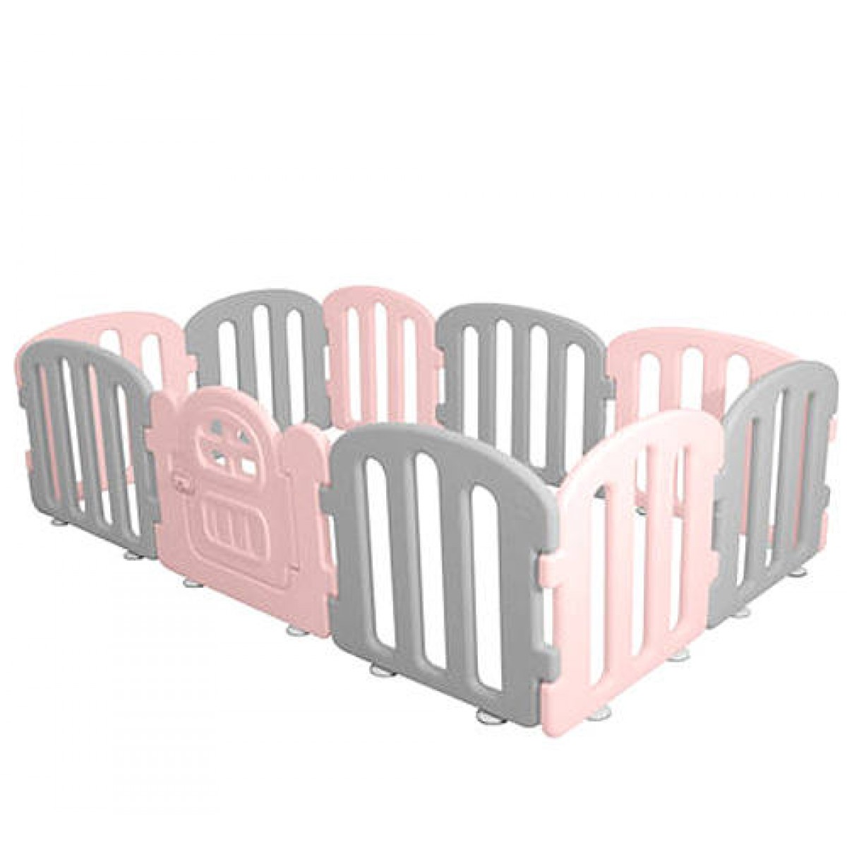 iFAM Playpen First Baby Room Light Grey + Pink(10PCS) 200 X 140 X 65