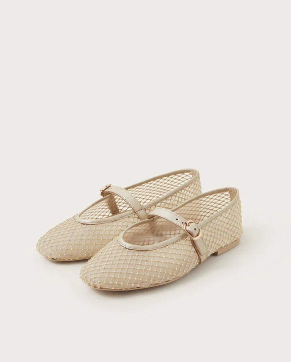 Cleo mesh ballet flats natural