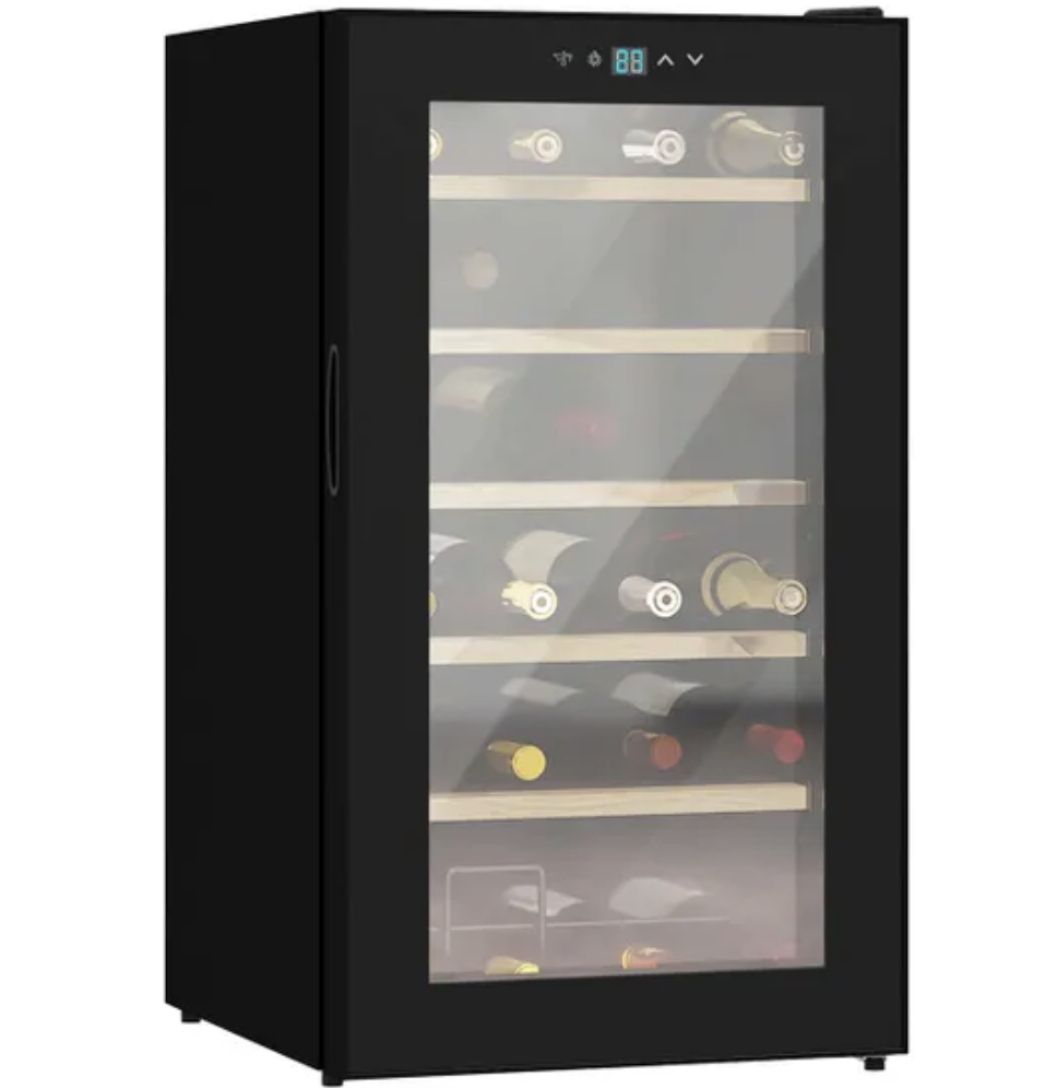 24 Bottles Wine Fridge with Glass Door Digital Touch Screen Control LED Light
