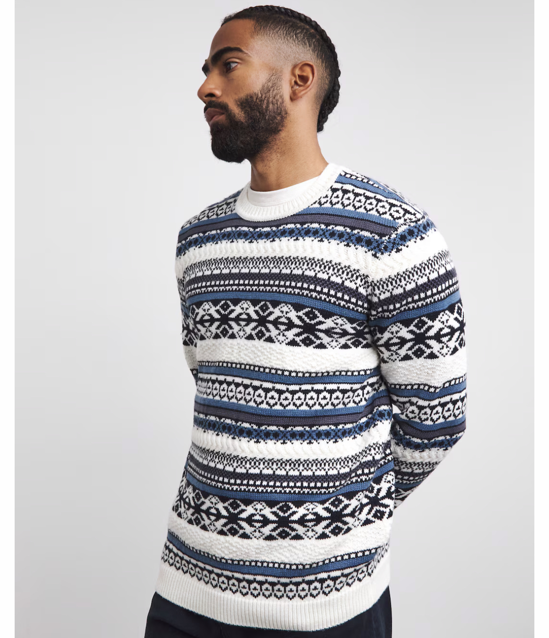 Navy Crew Neck Fairisle Jumper