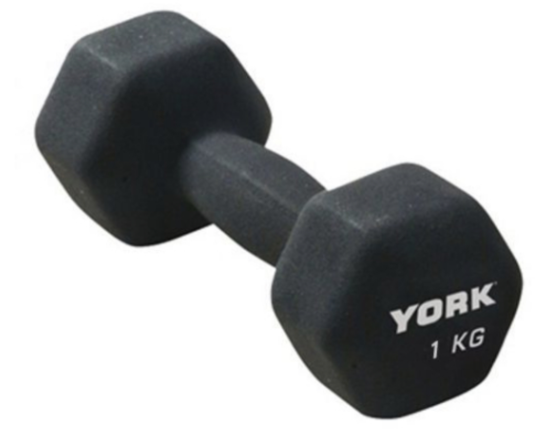 York 1Kg Neoprene Hex Dumbbell (x1)