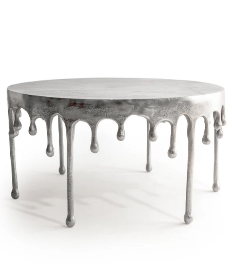 Raw Nickel "Dali" Drip Aluminium Coffee Table