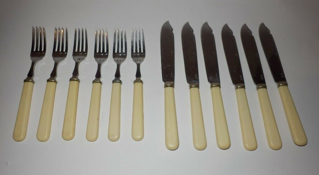 Vintage 1940s fish knives and forks cutlery set