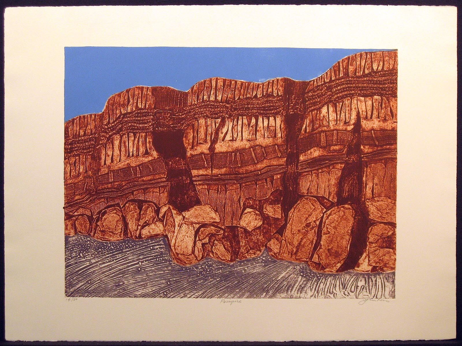 John Ross "Precipice" Hand Signed Collagraph Artwork western art MAKE AN OFFER!