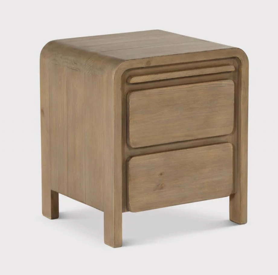 Tosca  Reclaimed Wood 2 Drawer Bedside Cabinet  Scrubbed teak