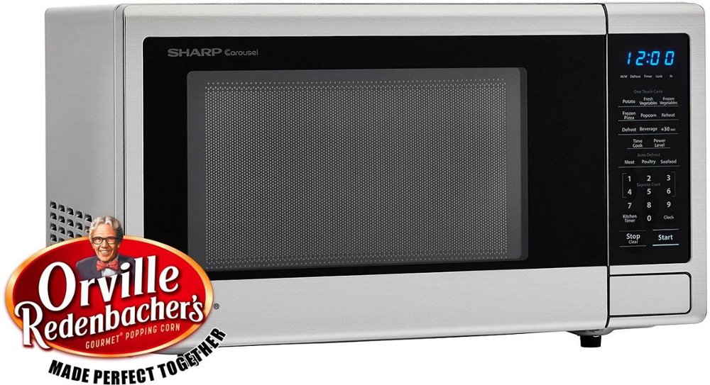 Sharp - Carousel 1.1 Cu. Ft. Mid-Size Microwave - Stainless steel