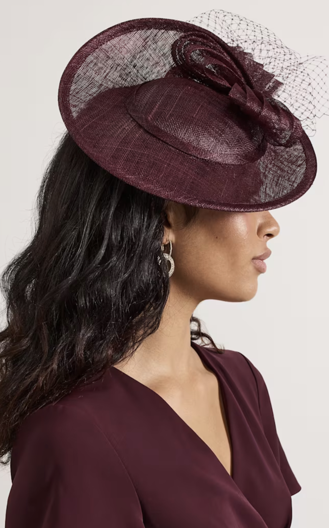 Purple Bow Twist Back Disc Fascinator