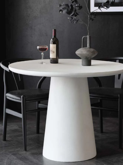 Round Indoor Dining Table In Off-White