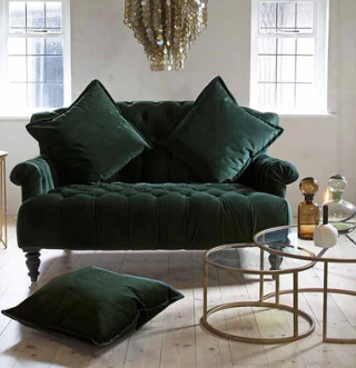 Forest Green Velvet 2 Seater Sofa