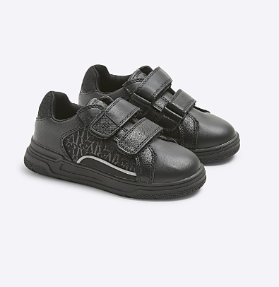 Mini Boys black monogram panel trainers