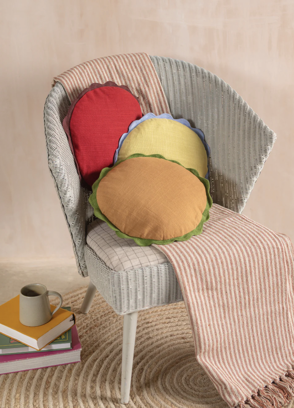 Round Block Colour Cotton Cushion Cover