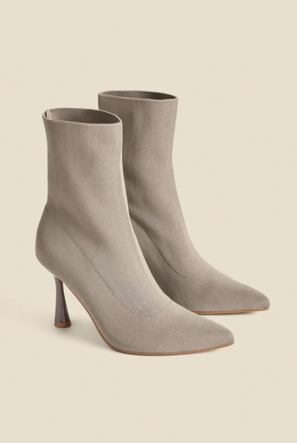 Taupe Flared Heel Sock Boot