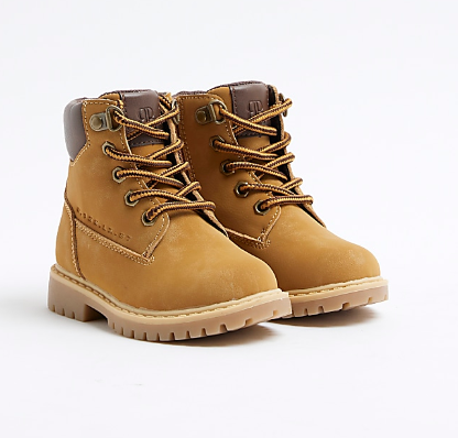 Mini Boys Brown Faux Suede Worker Boots