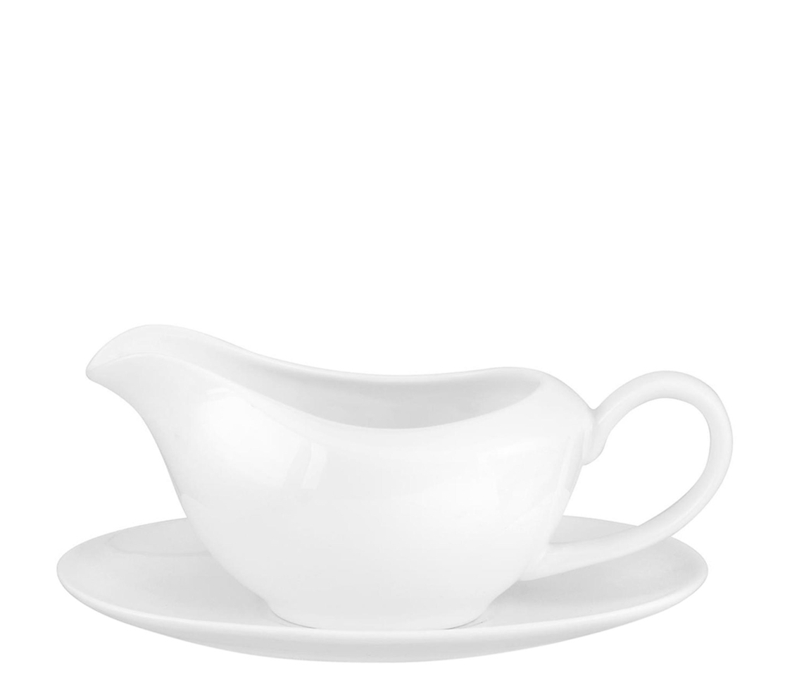ROYAL WORCESTER White Serendipity Fine Bone China Gravy Boat & Stand