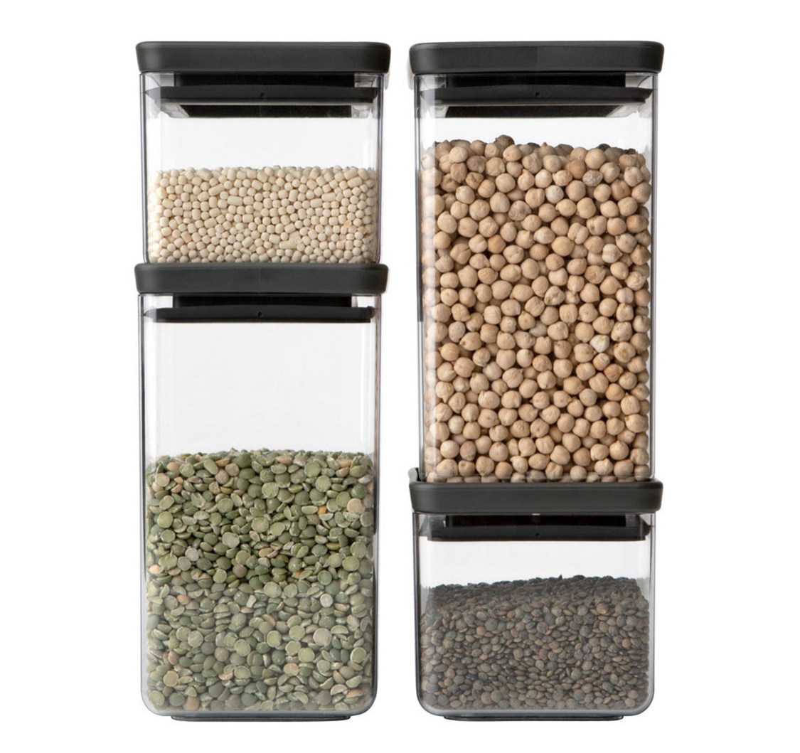 BRABANTIA Set of 4 Dark Grey TASTY+ Square Canister