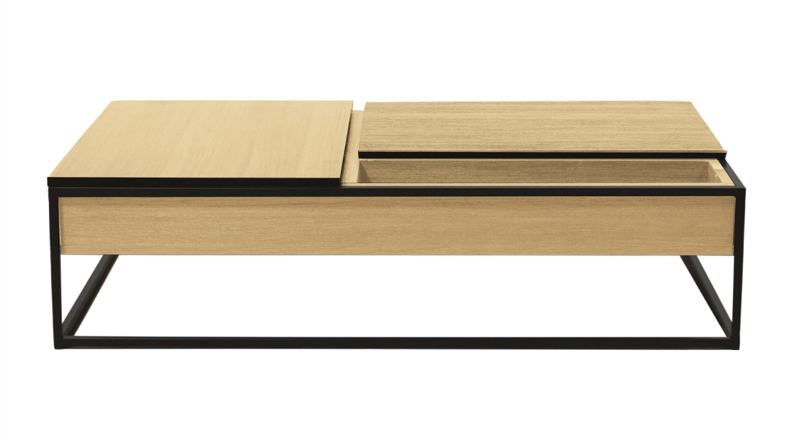 Potentilla Rectangular Table with Storage - Ash/Black