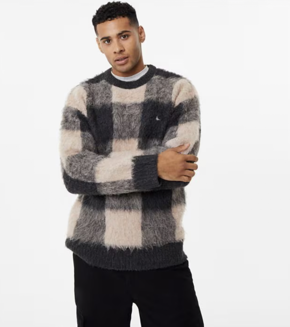 Brushed Check Crew Sweater