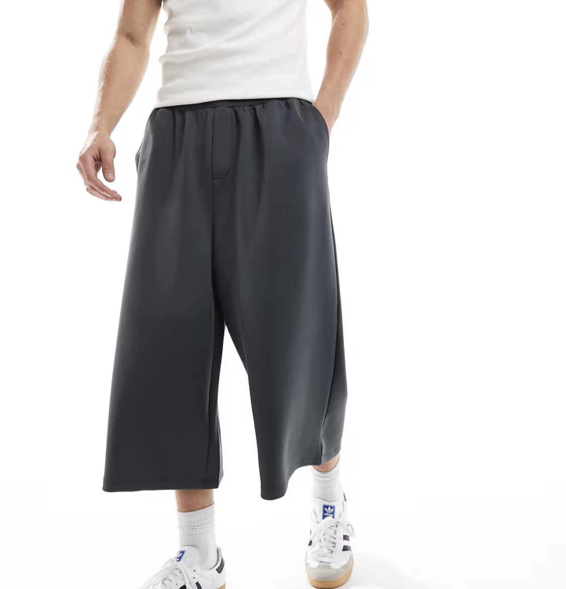 ASOS DESIGN long length scuba jort in grey