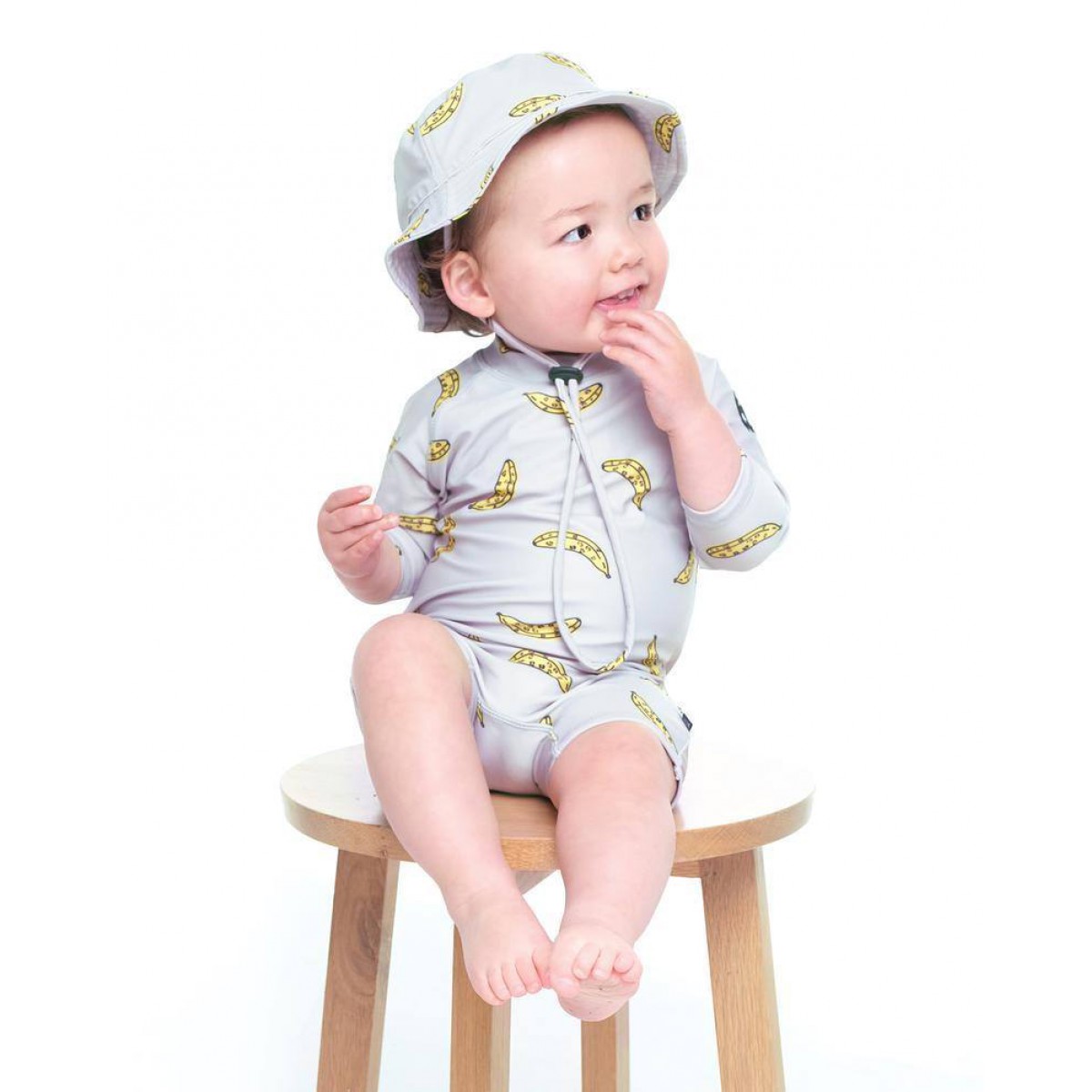 Band of Boys Baby Swim Romper Banana Repeat Grey Size 3M - 18M