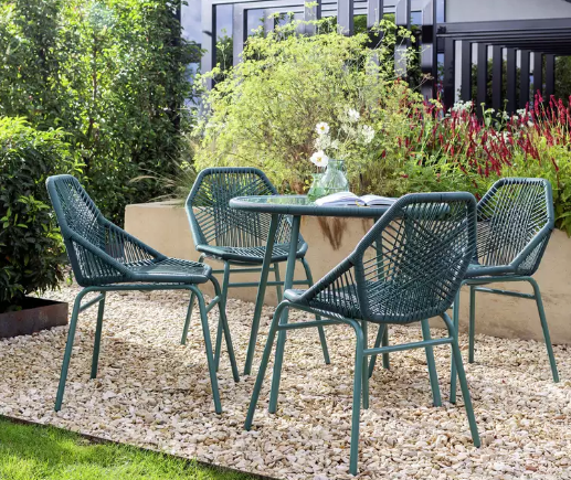 Habitat Hector 4 Seater Rattan Effect Patio Set - Green