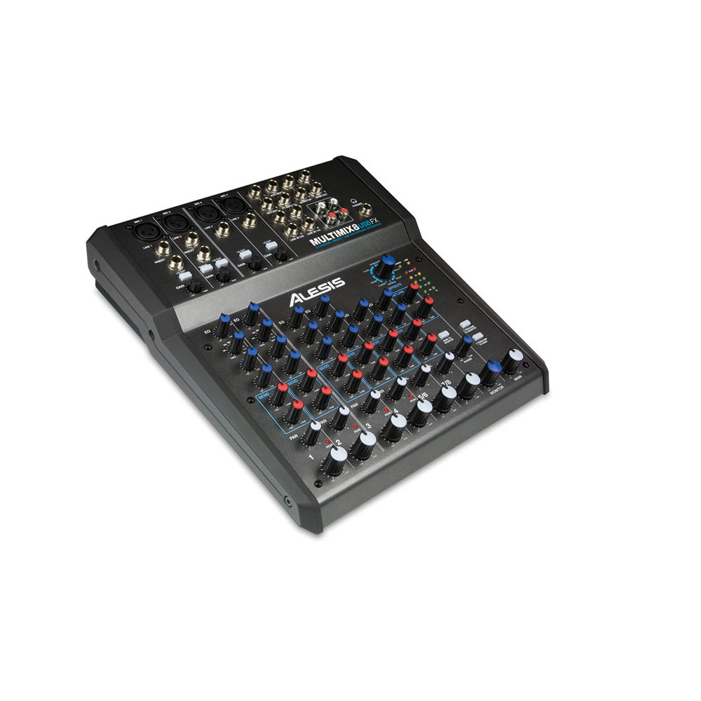 ALESISÂ® MULTIMIX 8 USB FX 8 CHANNEL MIXER WITH EFFECTS AND USB AUDIO INTERFACE - 4 XLR MIC INPUTS - USBFX