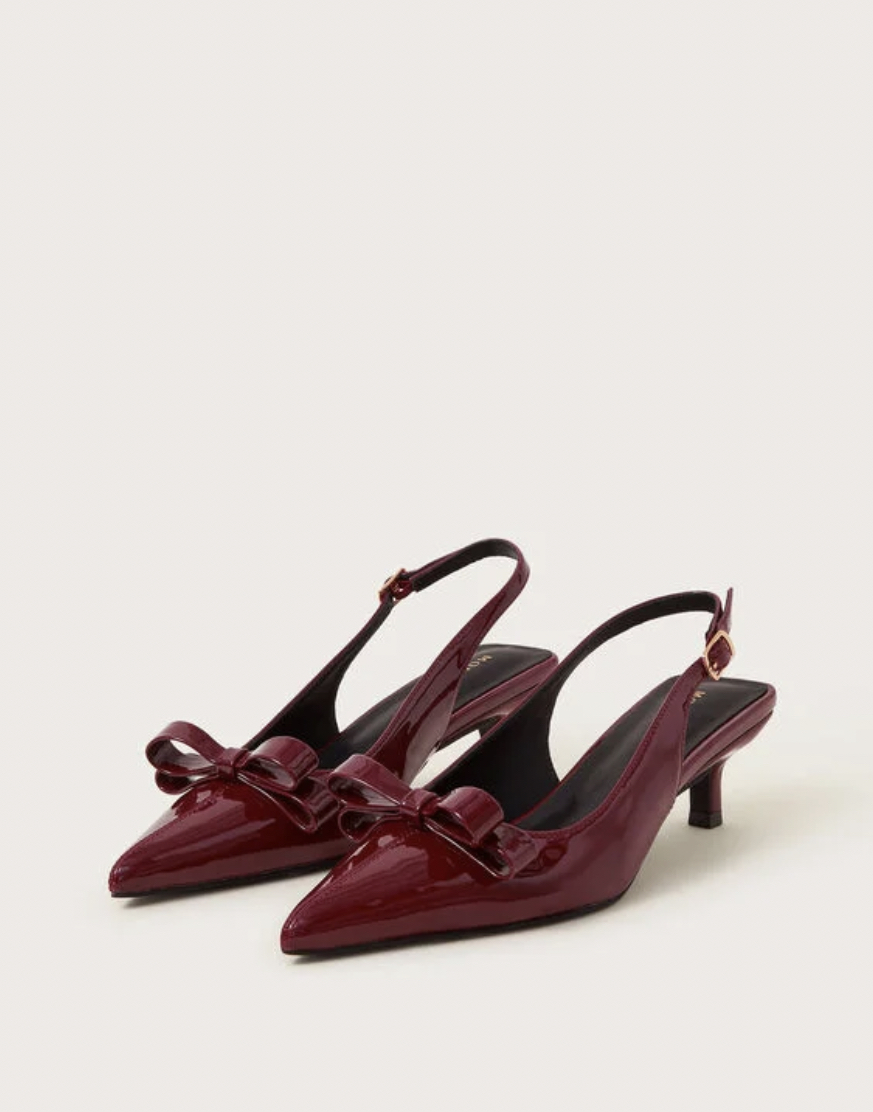 Mira patent slingback heels red
