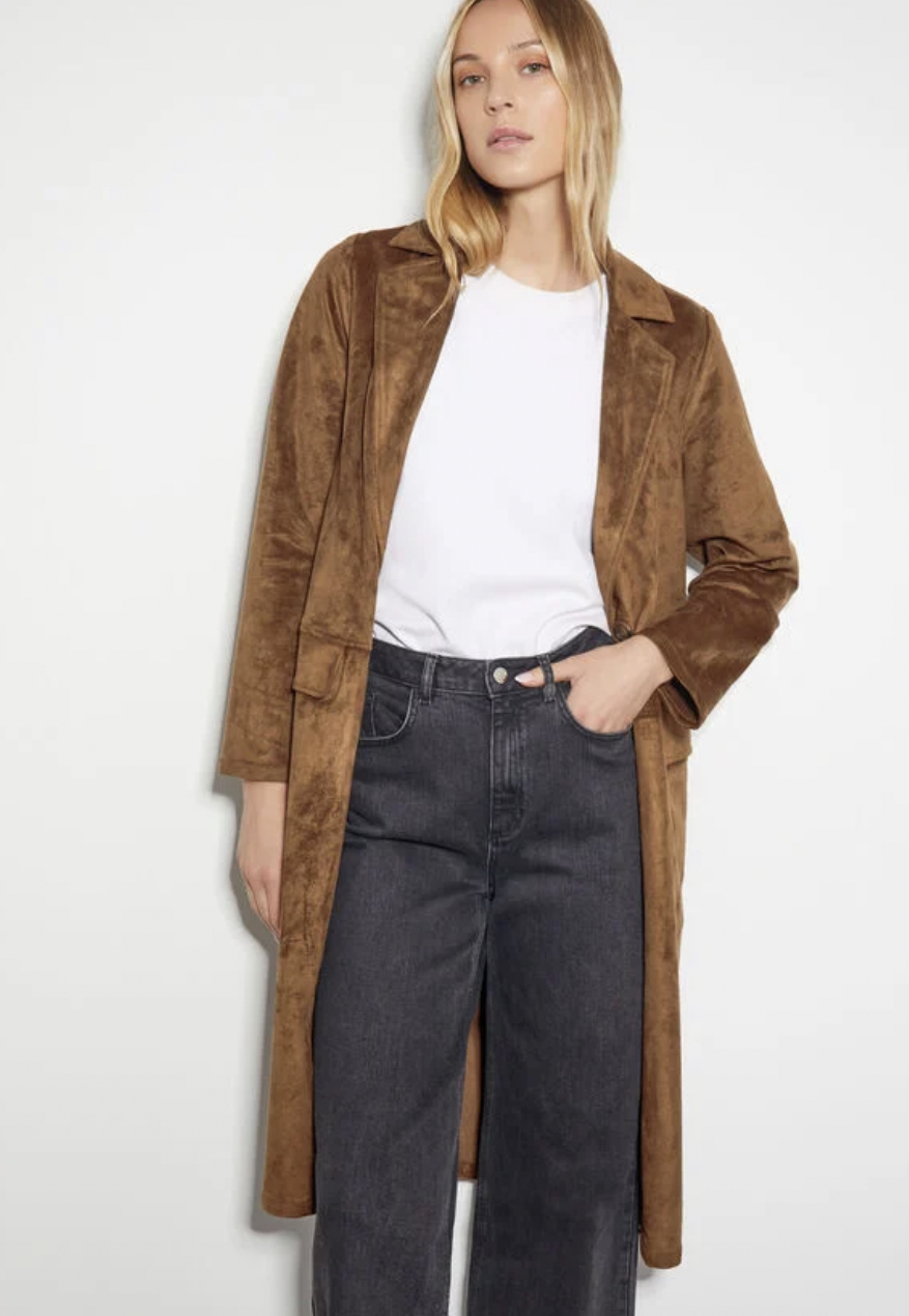 Tove suedette trench coat brown