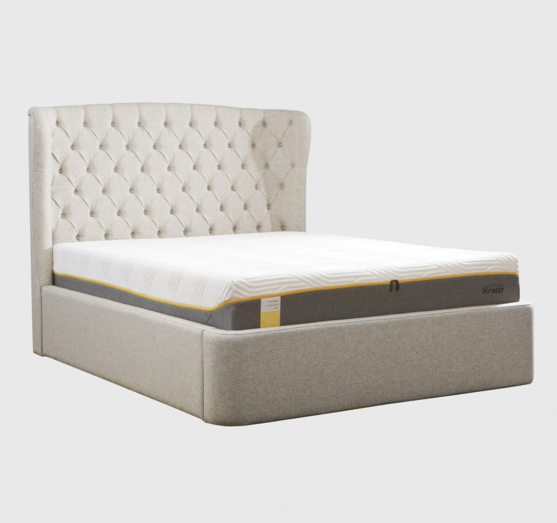 Tempur  Holcot  Beige Fabric King Ottoman Bed Frame