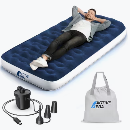ACTIVE ERA Single Camping Air Bed – Navy/White