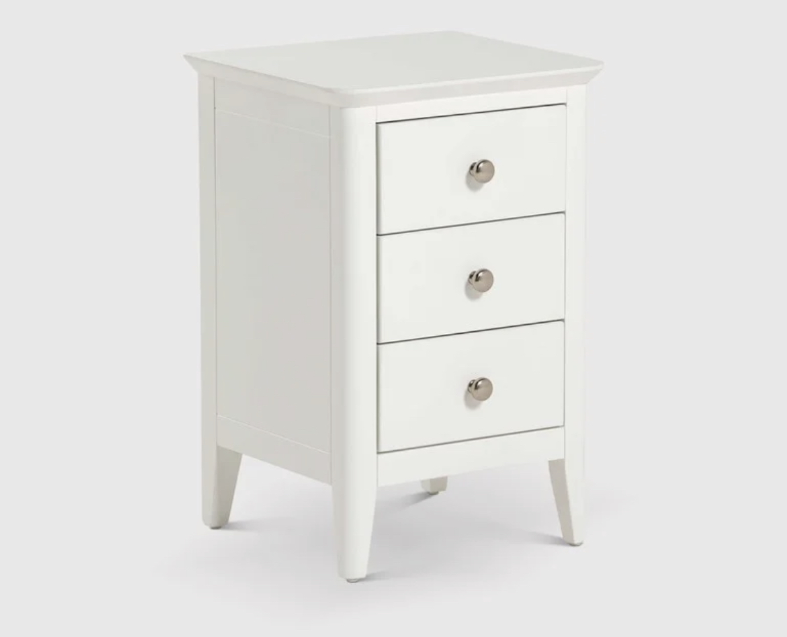 Springwell  White Wooden 3 Drawer Bedside Table  Painted finish