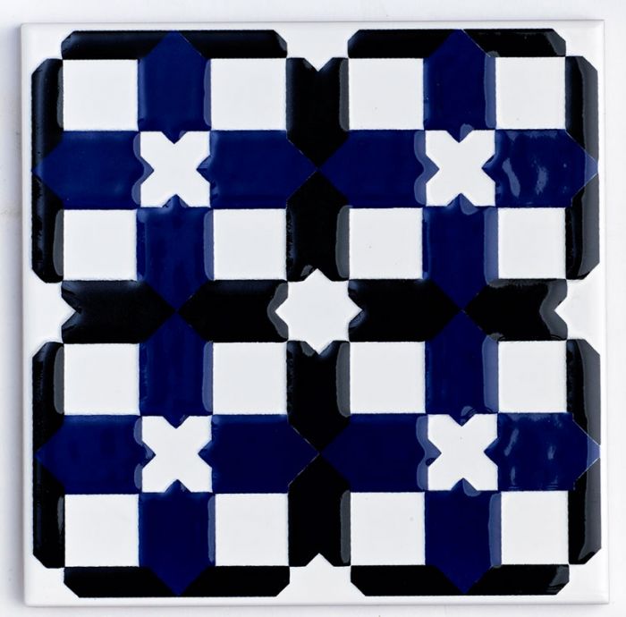 V&A Owen Jones Wall Tile Cobalt and Black Decor 152mm x 152mm 1 Per Pack - VA90116