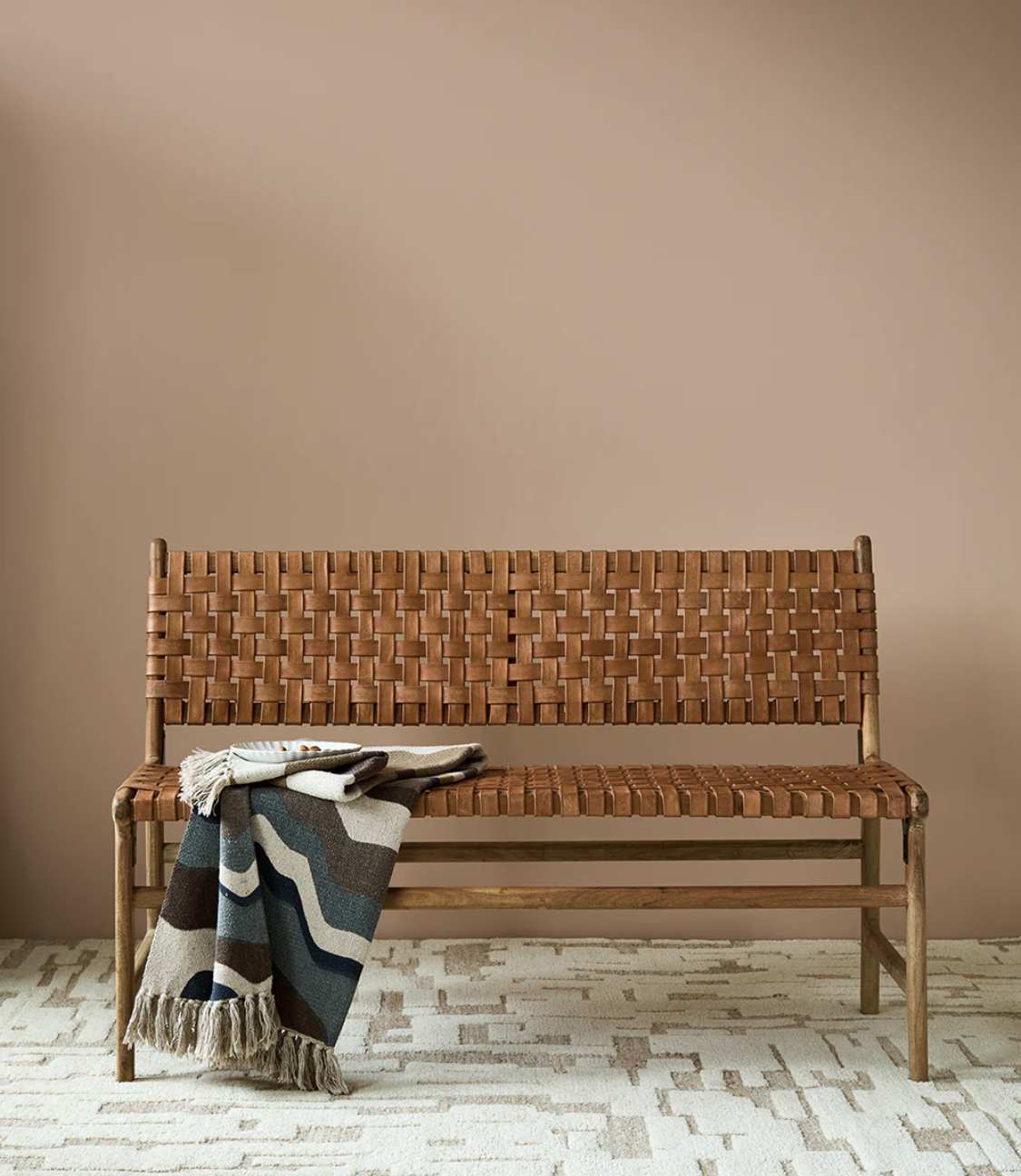 Nkuku Adembi Woven Leather Bench