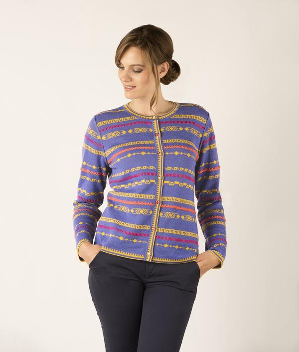 Geo plus embroidery cardigan C003