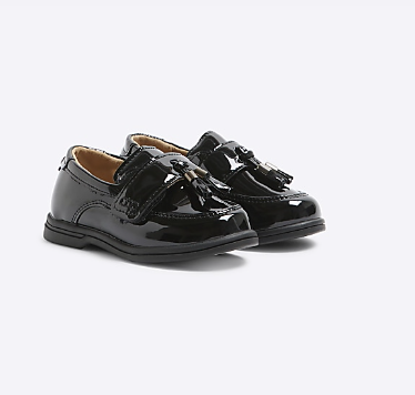 Mini Boys Black Patent Tassel Loafers