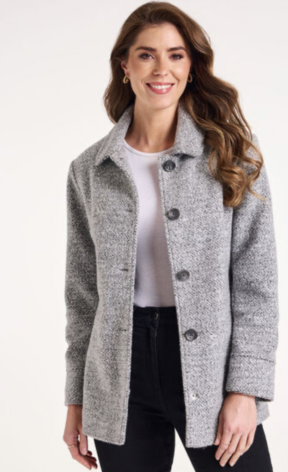 Grey Textured Short Collared Coat